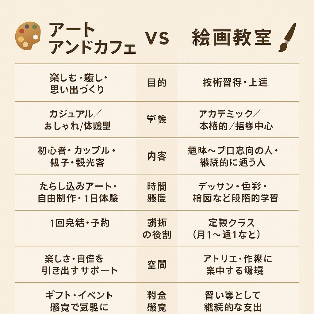 🎨 アートアンドカフェ vs 絵画教室