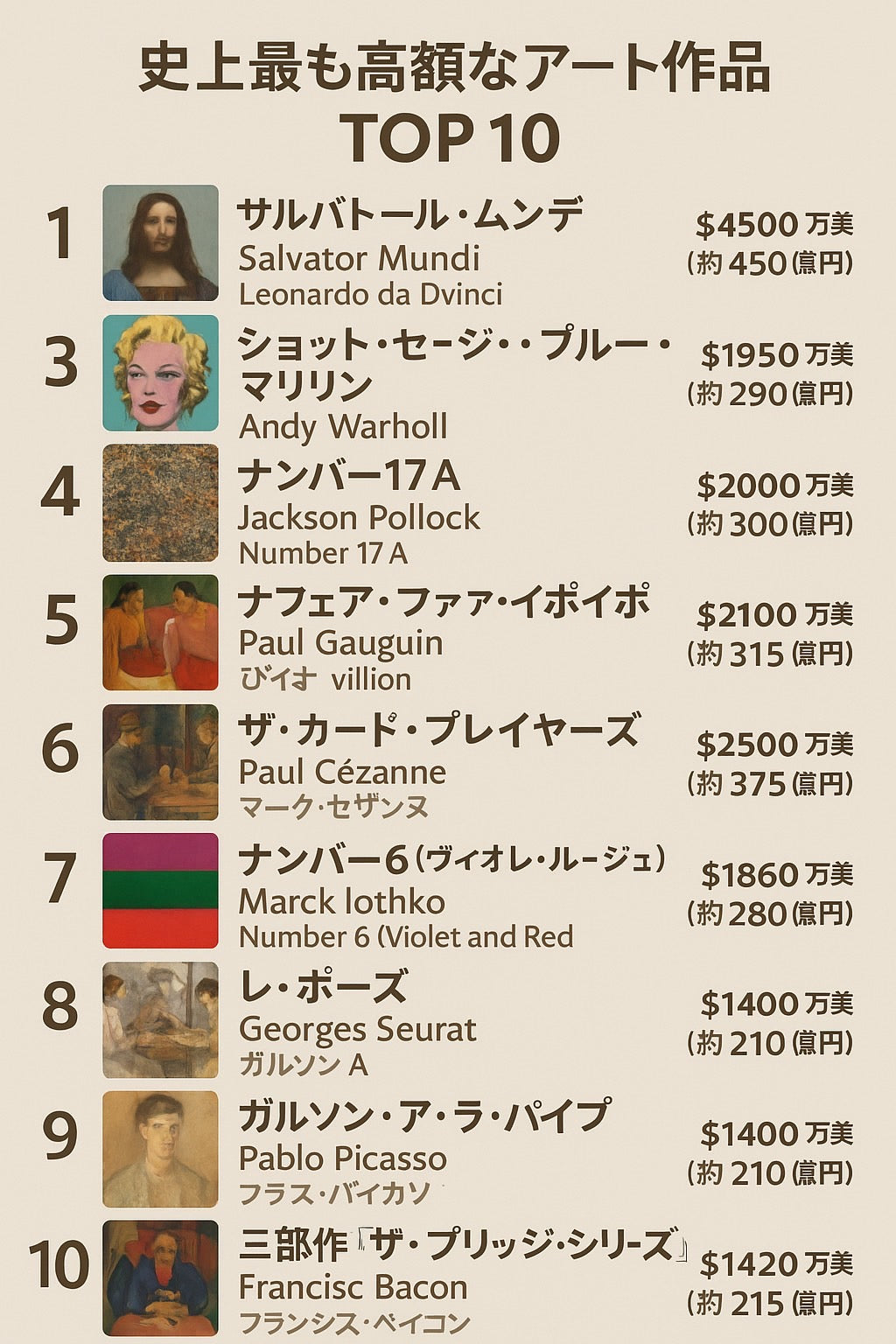 💰 歴代 高額アート作品ランキング TOP10