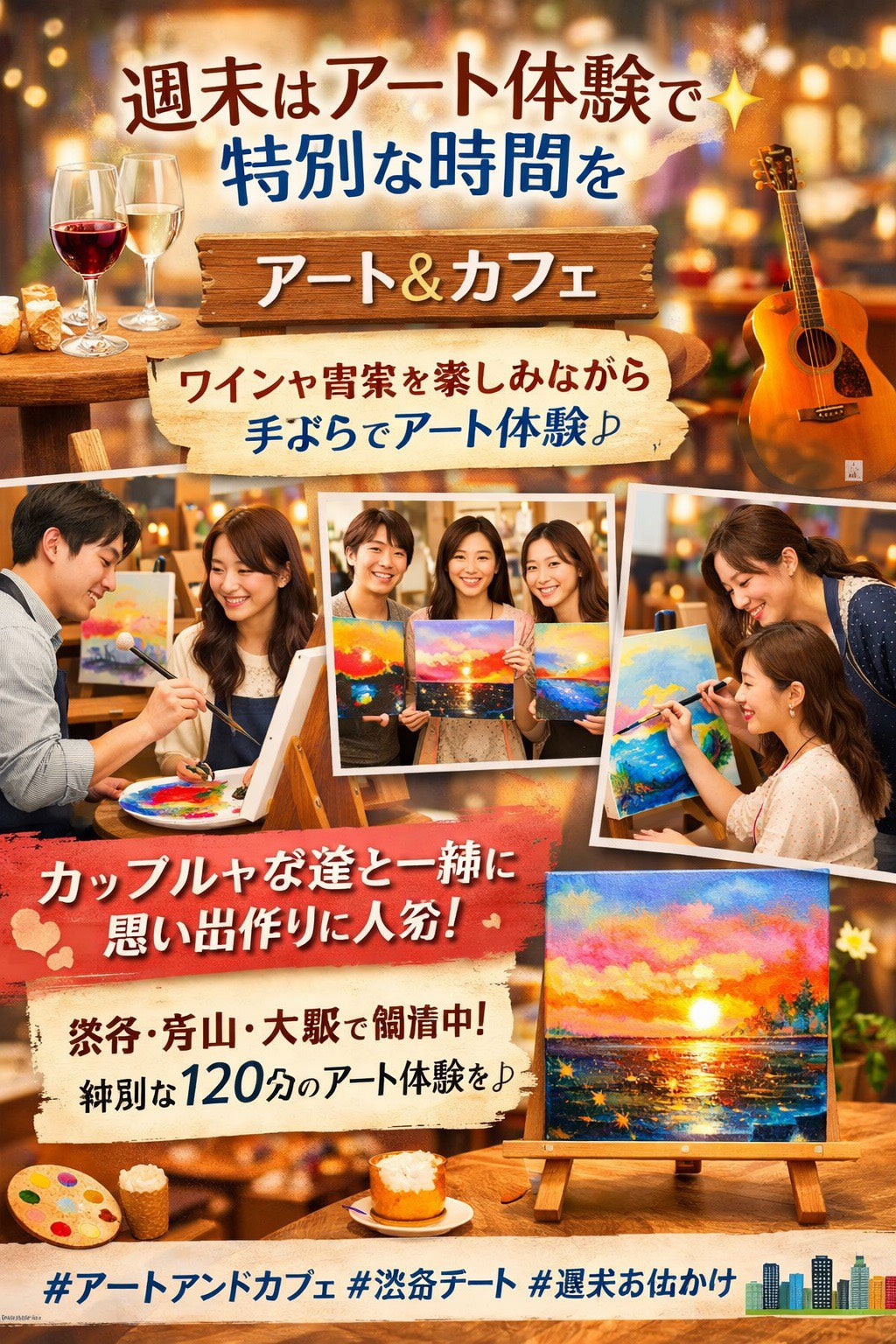 渋谷で週末に楽しむアート体験｜アートアンドカフェ  手ぶらで参加できる人気ワークショップ｜カップル・デート・観光におすすめ