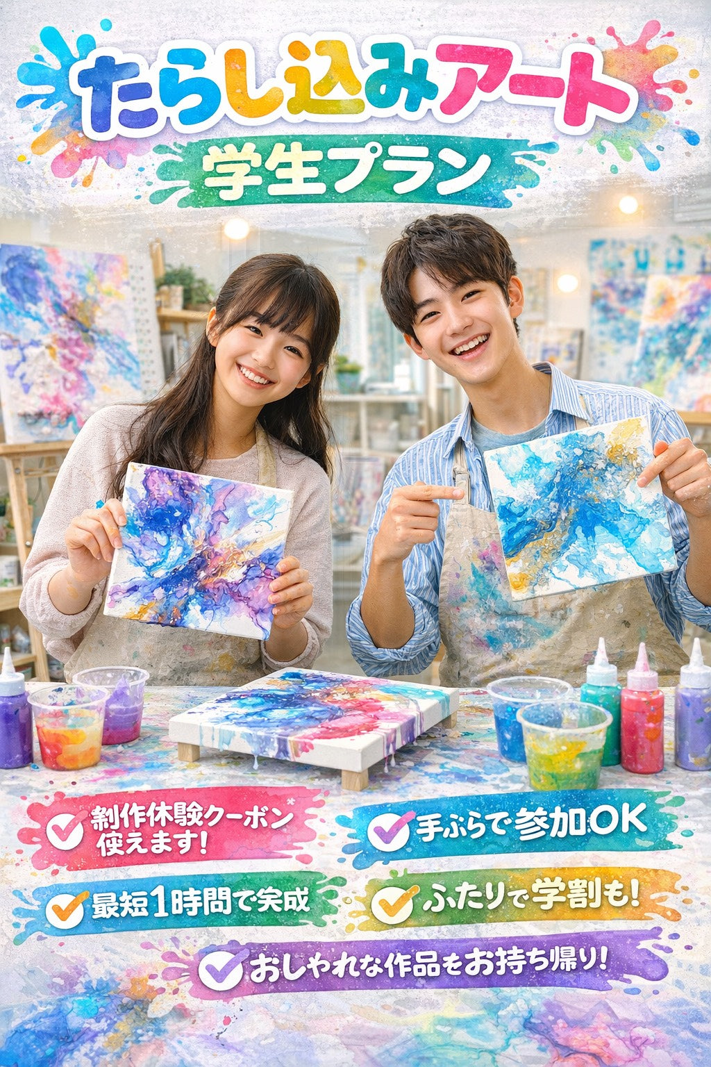 3月中オープン予定!!【大阪　土日祝】たらし込み・フルイド・ポーリングアート　お得な学生プラン